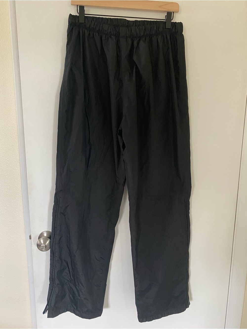 REI Gore-Tex Black Rain Pants Waterproof Elastic Waist Ankle Zips Outdoor XL